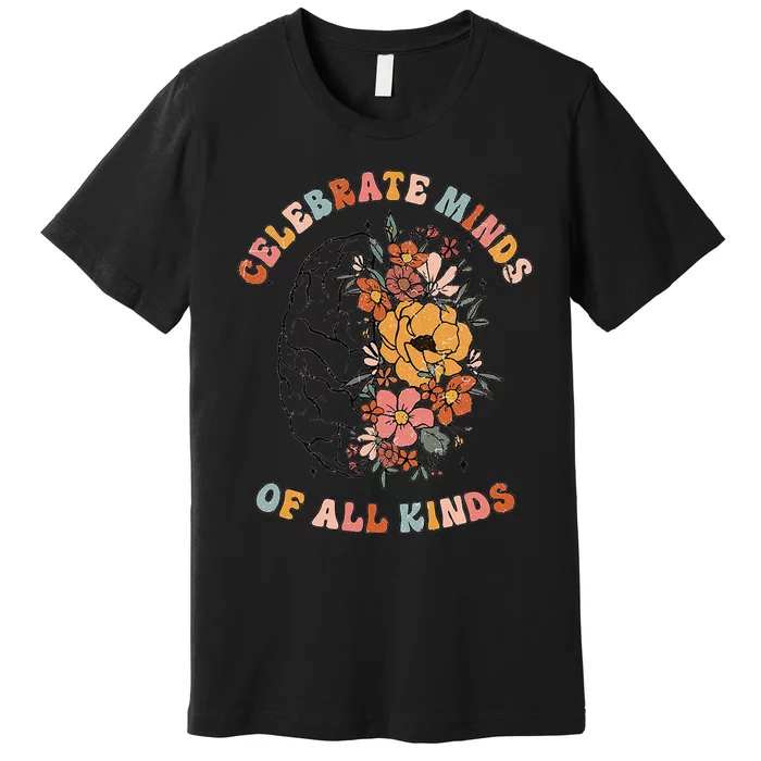 Mental Health Matters Floral Brain Health Awareness Premium T-Shirt