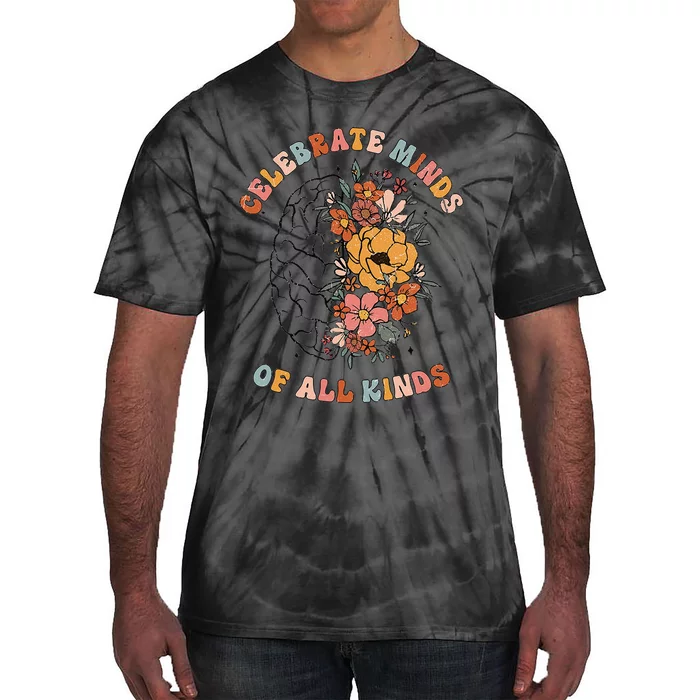 Mental Health Matters Floral Brain Health Awareness Tie-Dye T-Shirt