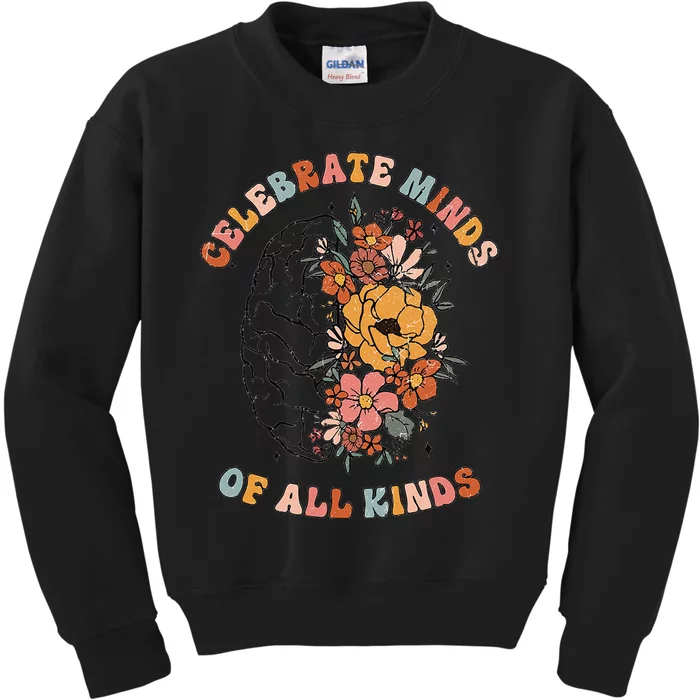 Mental Health Matters Floral Brain Health Awareness Kids Sweatshirt