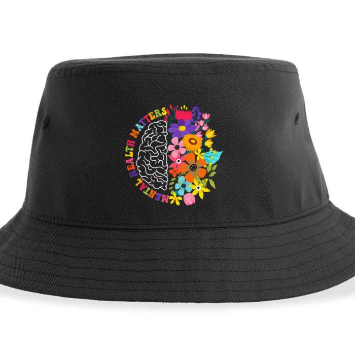 Mental Health Matters Floral Human Brain Illness Awareness Sustainable Bucket Hat