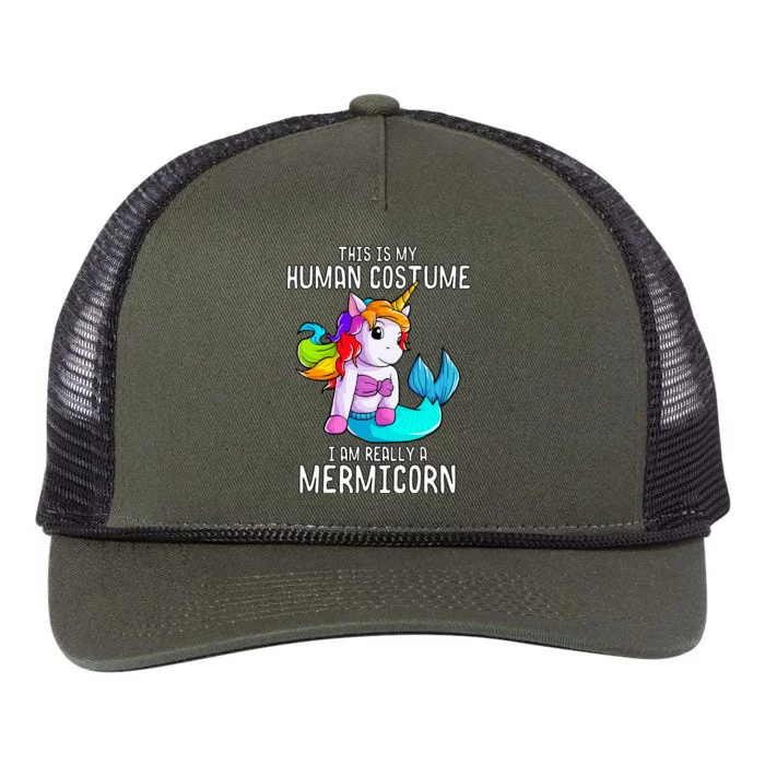 Magical Halloween Mermaid Unicorn Costume Retro Rope Trucker Hat Cap