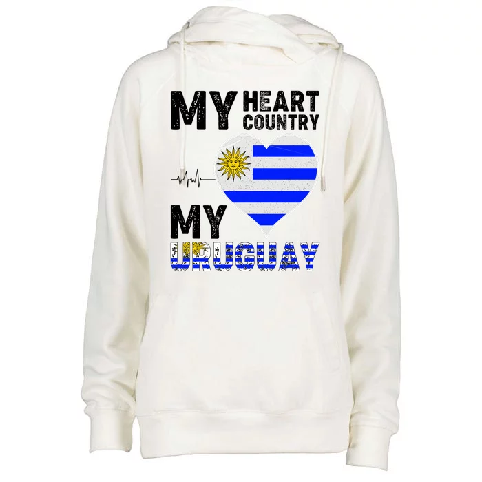 My Heart My Uruguay Womens Funnel Neck Pullover Hood