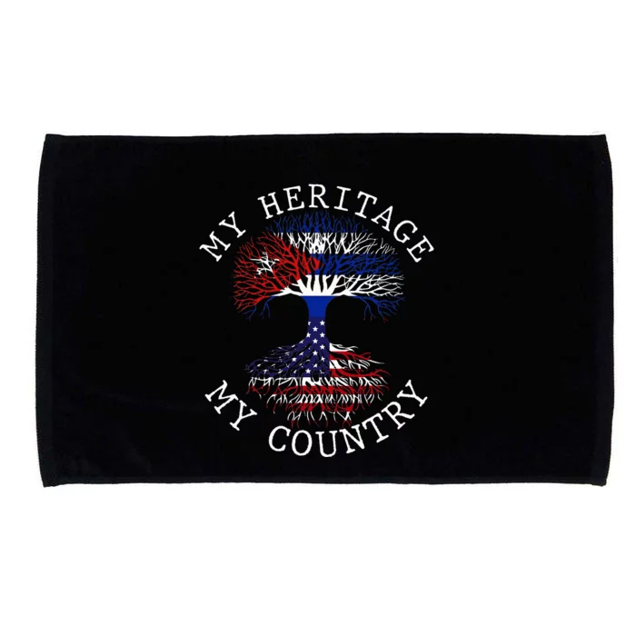 My Heritage My Country Cuban American Flag Root Tree Microfiber Hand Towel