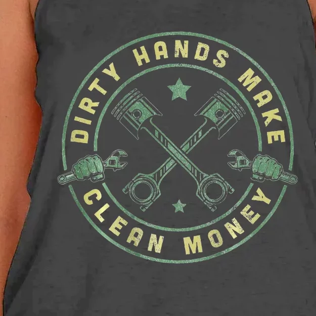 My Hands May Be Dirty But My Money Is Clean Mechanic Repair Women's Knotted Racerback Tank