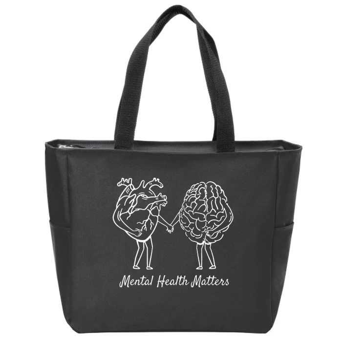 Mental Health Matters Heart Brain Neurodiversity Emotion Zip Tote Bag