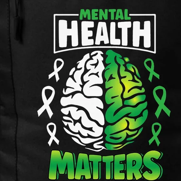 Mental Health Matters Spread Awareness Brain Green Ribbon Daily Commute Backpack