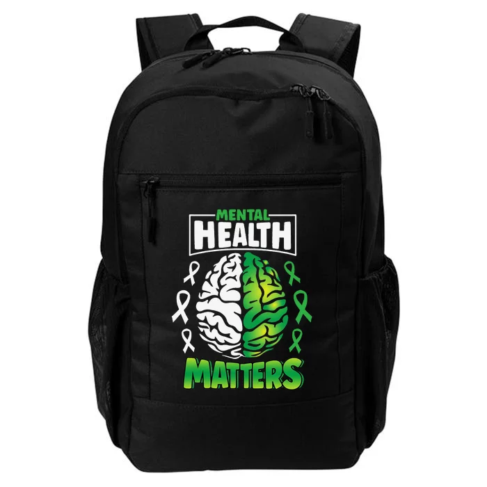 Mental Health Matters Spread Awareness Brain Green Ribbon Daily Commute Backpack