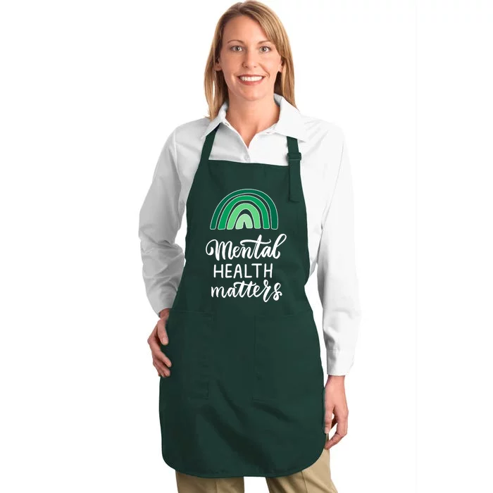 Mental Health Matters Awareness Month Rainbow Full-Length Apron With Pocket