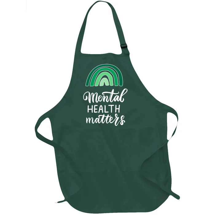 Mental Health Matters Awareness Month Rainbow Full-Length Apron With Pocket