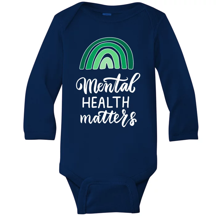 Mental Health Matters Awareness Month Rainbow Baby Long Sleeve Bodysuit