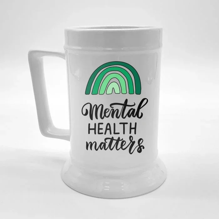 Mental Health Matters Awareness Month Rainbow Front & Back Beer Stein