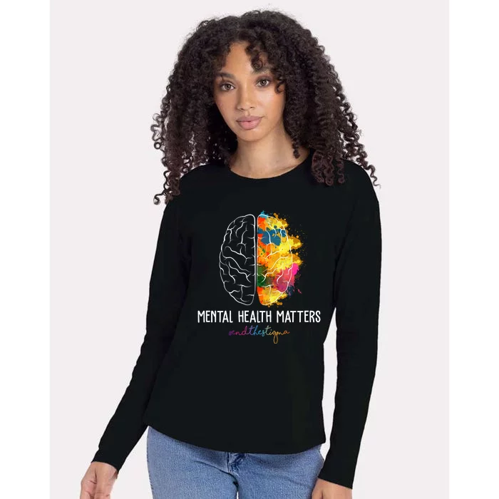 Mental Health Matters End The Stigma Colorful Brain Womens Cotton Relaxed Long Sleeve T-Shirt