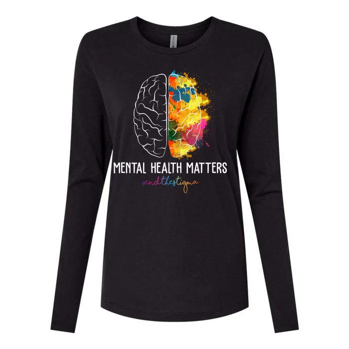 Mental Health Matters End The Stigma Colorful Brain Womens Cotton Relaxed Long Sleeve T-Shirt