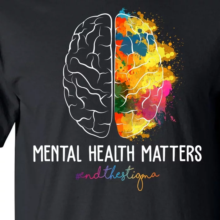 Mental Health Matters End The Stigma Colorful Brain Tall T-Shirt