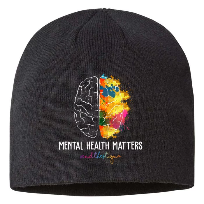 Mental Health Matters End The Stigma Colorful Brain 8 1/2in Sustainable Knit Beanie