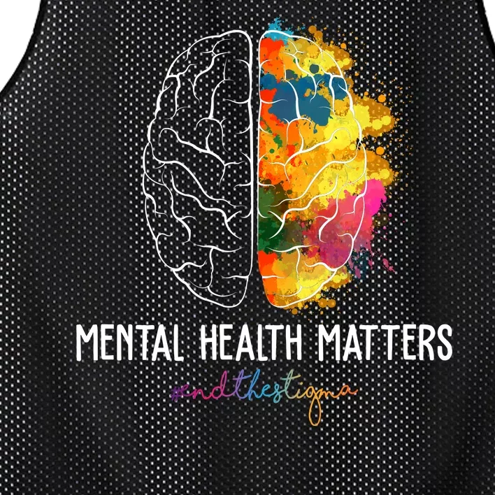 Mental Health Matters End The Stigma Colorful Brain Mesh Reversible Basketball Jersey Tank