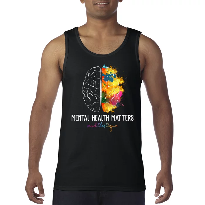 Mental Health Matters End The Stigma Colorful Brain Tank Top