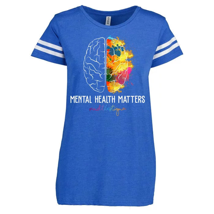 Mental Health Matters End The Stigma Colorful Brain Enza Ladies Jersey Football T-Shirt