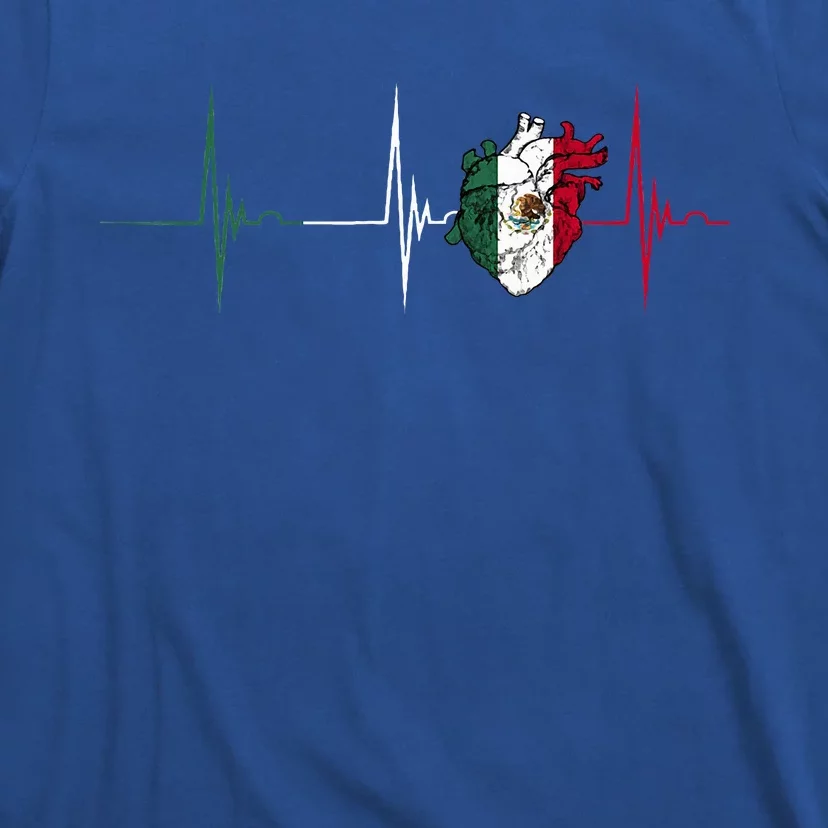 Mexico Heart Mexico Flag Heartbeat EKG Pulse Mexican Pride T-Shirt