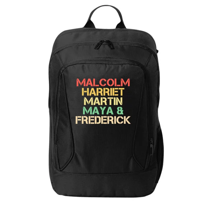 Malcolm Harriet Martin Maya Frederick Black history Gift City Backpack