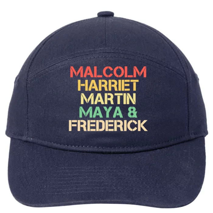 Malcolm Harriet Martin Maya Frederick Black history Gift 7-Panel Snapback Hat