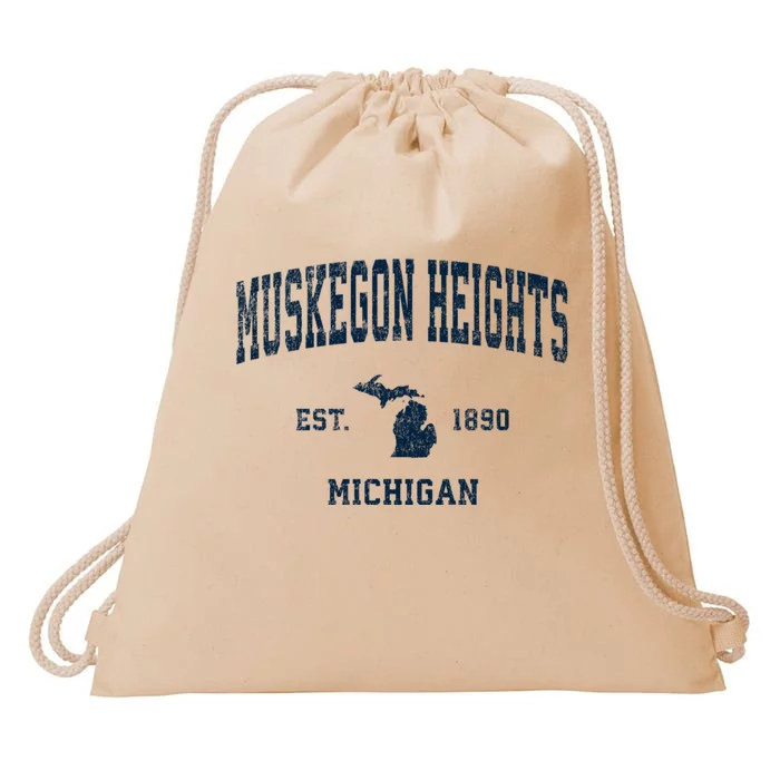 Muskegon Heights Michigan Mi Vintage Sports Drawstring Bag