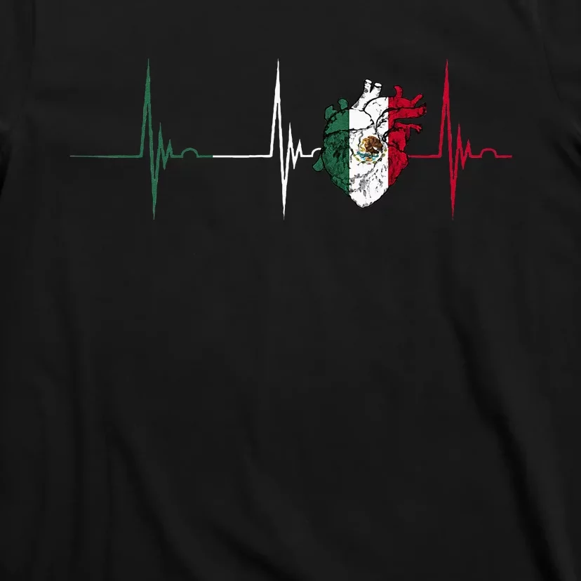 Mexico Heart Mexico Flag Heartbeat EKG Pulse Mexican Pride T-Shirt