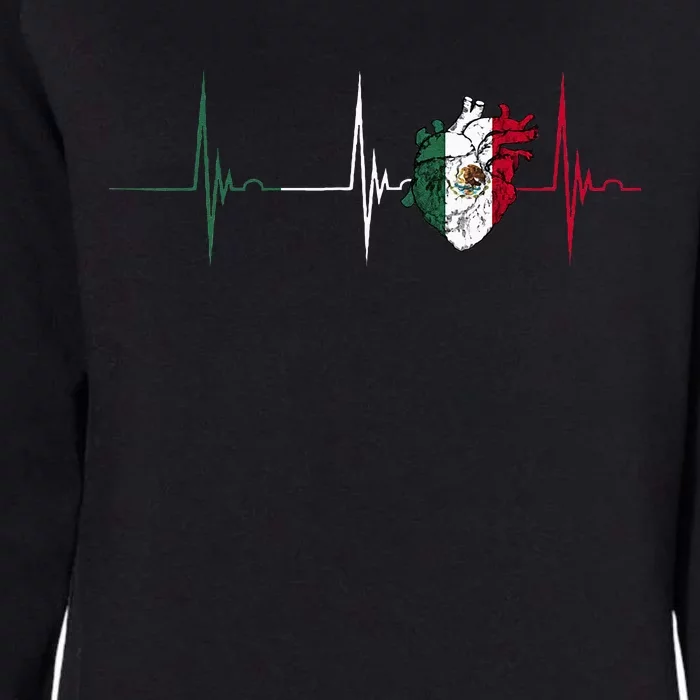 Mexico Heart Mexico Flag Heartbeat EKG Pulse Mexican Pride Womens California Wash Sweatshirt