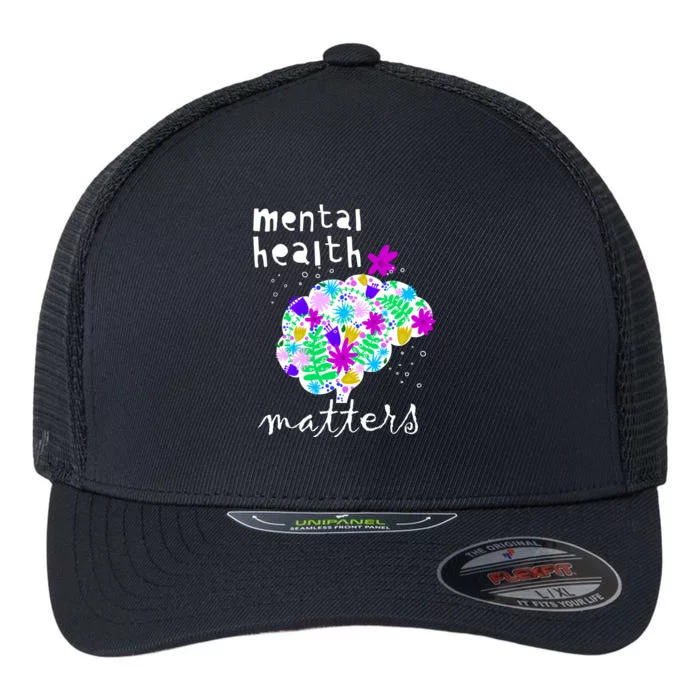 Mental Health Matters Flowers Brain Awareness Month Flexfit Unipanel Trucker Cap