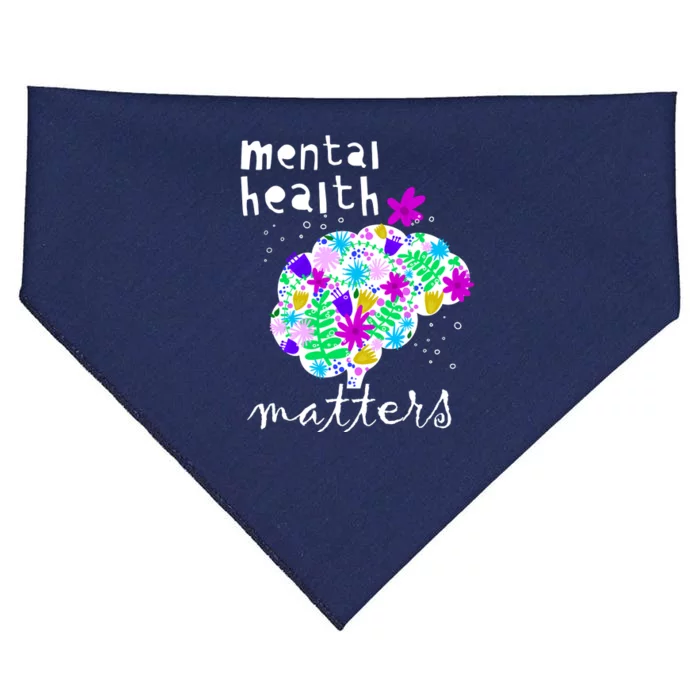 Mental Health Matters Flowers Brain Awareness Month USA-Made Doggie Bandana