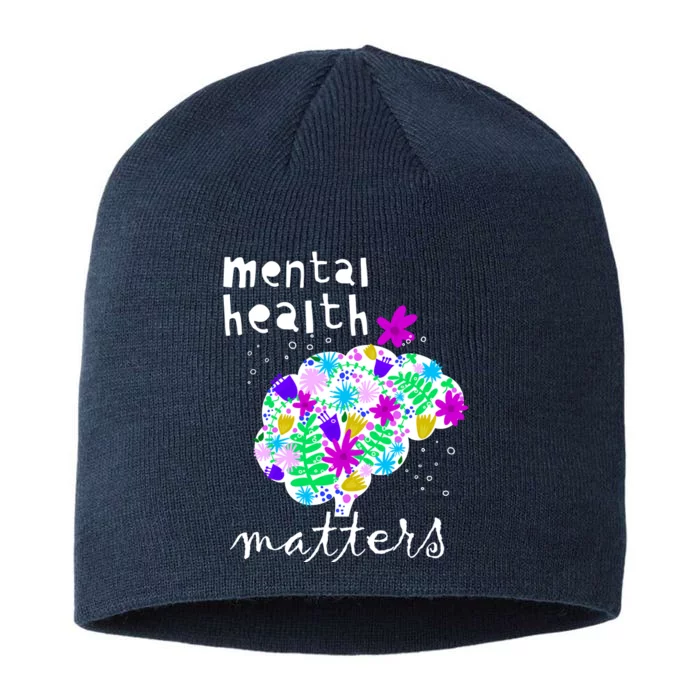 Mental Health Matters Flowers Brain Awareness Month 8 1/2in Sustainable Knit Beanie