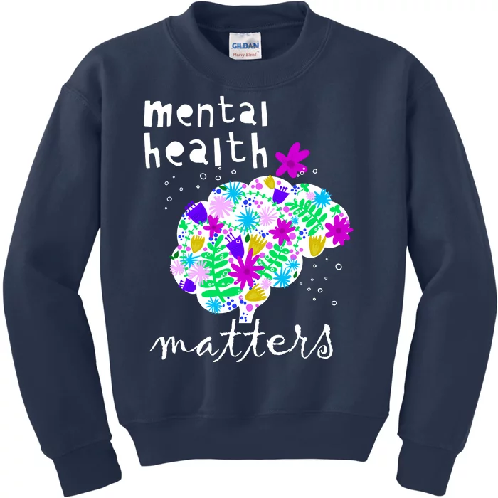 Mental Health Matters Flowers Brain Awareness Month Kids Sweatshirt