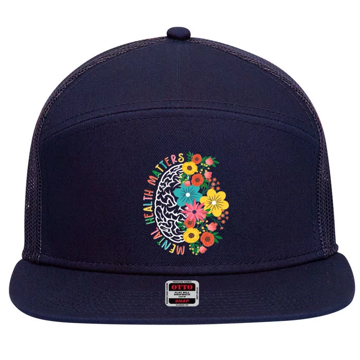 Mental Health Matters Flowering Mind 7 Panel Mesh Trucker Snapback Hat