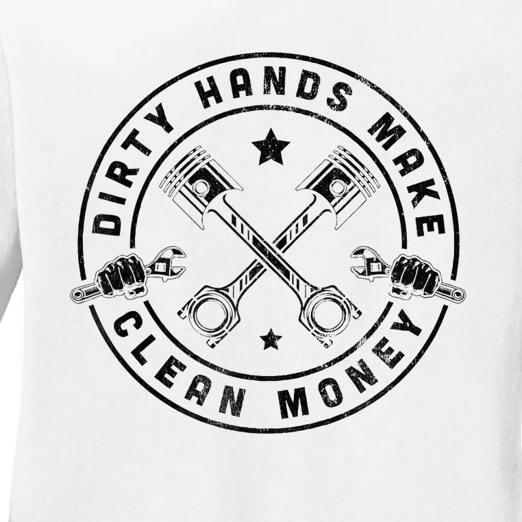 My Hands May Be Dirty But My Money Is Clean Mechanic Repair Zip Hoodie Ladies Long Sleeve Shirt