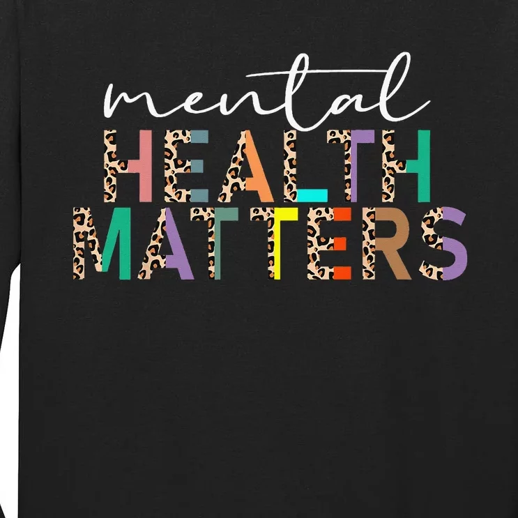 Mental Health Matters Human Brain Illness Awareness Leopard Tall Long Sleeve T-Shirt