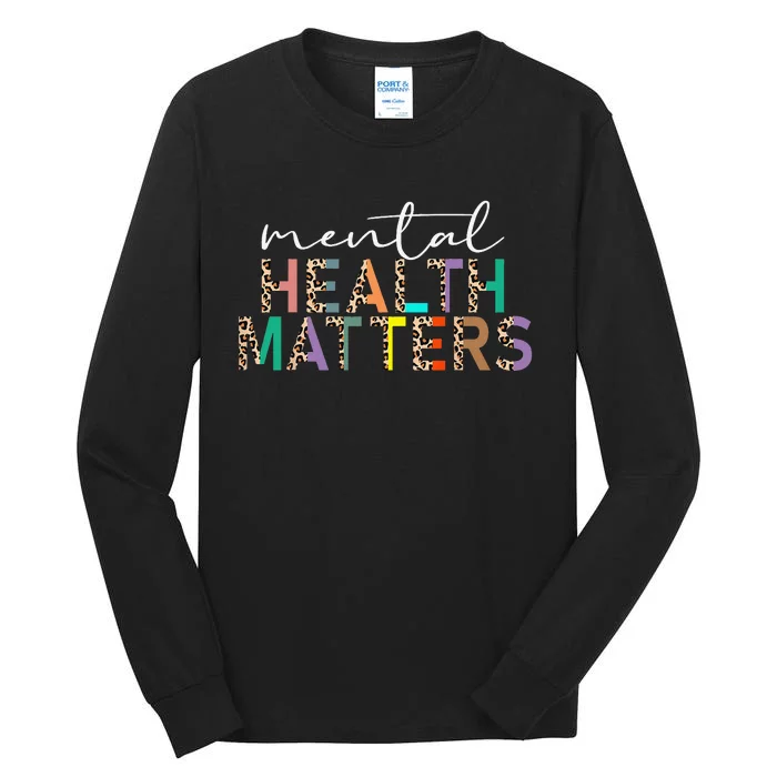 Mental Health Matters Human Brain Illness Awareness Leopard Tall Long Sleeve T-Shirt