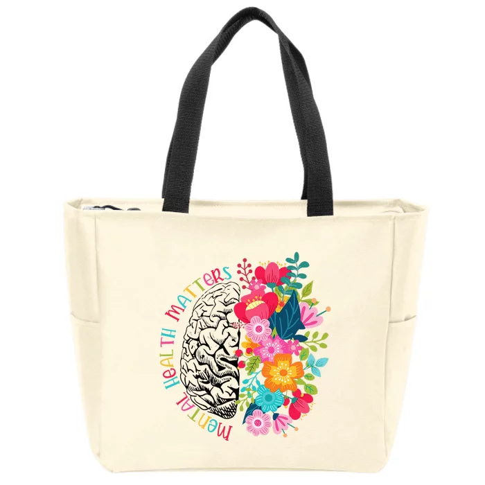 Mental Health Matters Gift Human Brain Illness Awareness Zip Tote Bag