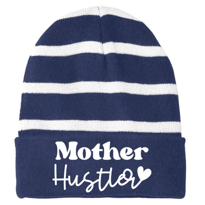 Mother Hustler Striped Beanie with Solid Band