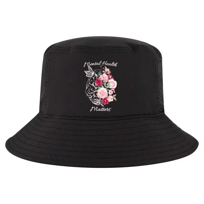 Mental Health Matters Hand Drawn Flowers Brain Awareness Month Cool Comfort Performance Bucket Hat