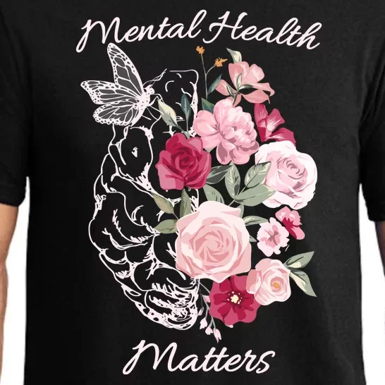 Mental Health Matters Hand Drawn Flowers Brain Awareness Month Pajama Set