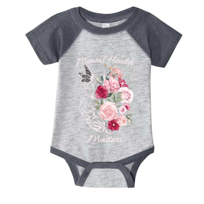 Mental Health Matters Hand Drawn Flowers Brain Awareness Month Infant Baby Jersey Bodysuit