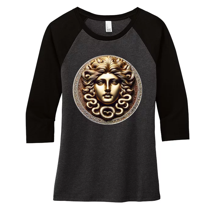 Medusa Head Myth Gorgon Snake Hair Greek Mythology Gift Women's Tri-Blend 3/4-Sleeve Raglan Shirt