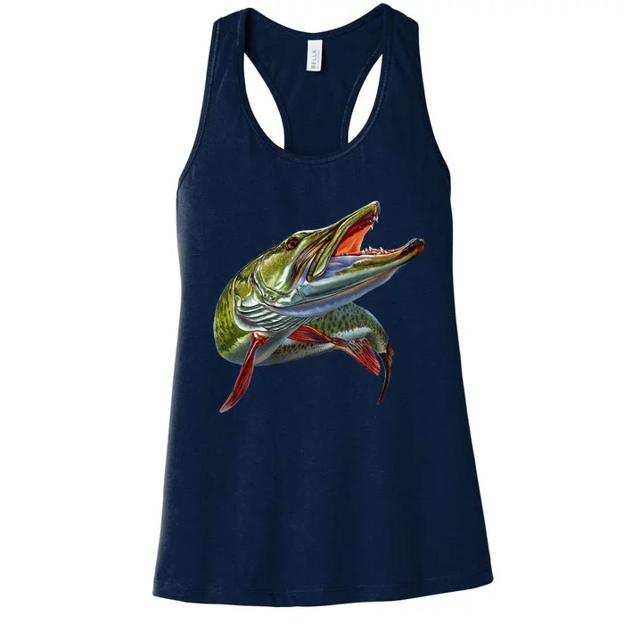 Muskie Hunter Musky Fisherman Lure Fly Fishing Novelty Gifts Women's Racerback Tank