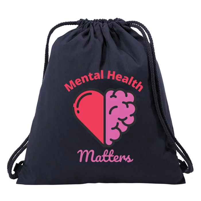 Mental Health Matter Brain Heart Awareness Supporters Gift Drawstring Bag