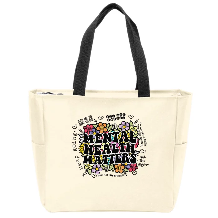 Mental Health Matters Gift Human Brain Illness Awareness Zip Tote Bag