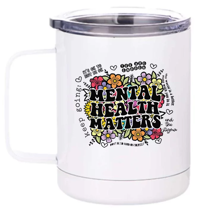 Mental Health Matters Gift Human Brain Illness Awareness Front & Back 12oz Stainless Steel Tumbler Cup