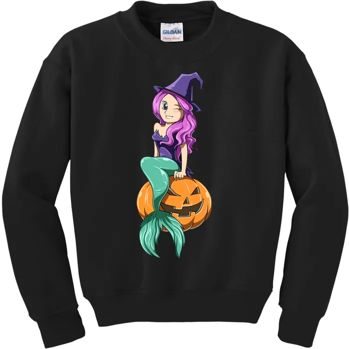 Mermaid Halloween Mermaid Pumpkin Gift Mermaid Halloween Kids Sweatshirt