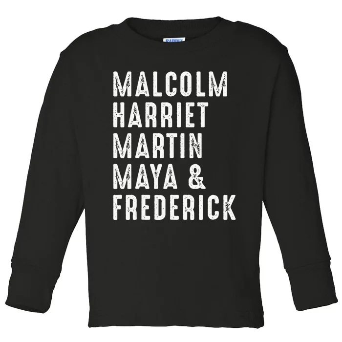 Malcolm Harriet Martin Maya Frederick Black Leaders Toddler Long Sleeve Shirt