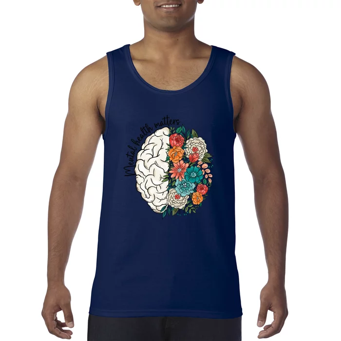 Mental Health Matters Brain Flowers Tank Top