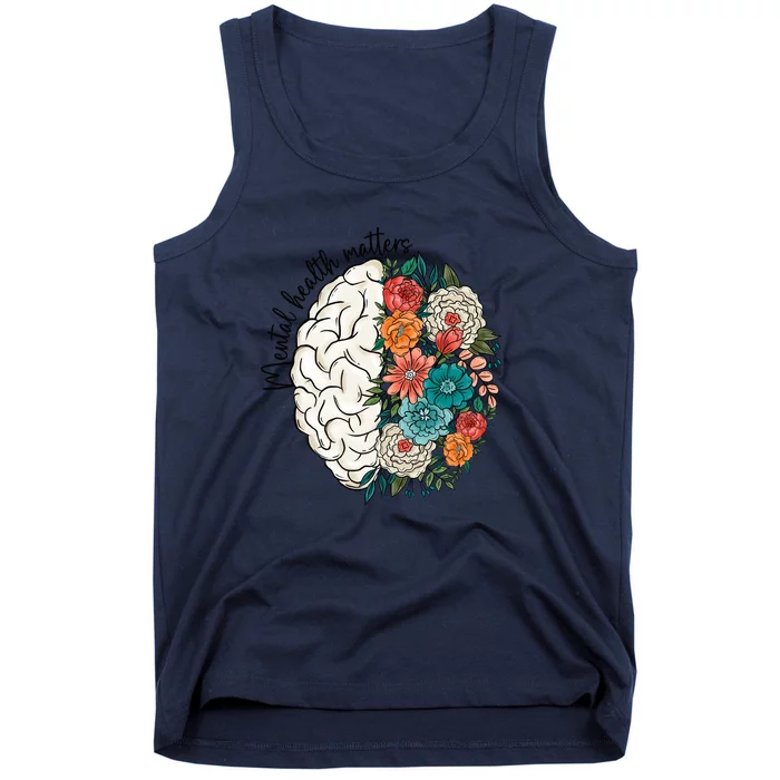 Mental Health Matters Brain Flowers Tank Top